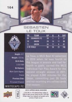 2012 Upper Deck MLS #164 Sebastien Le Toux Back