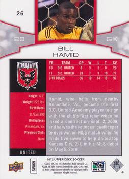 2012 Upper Deck MLS #26 Bill Hamid Back