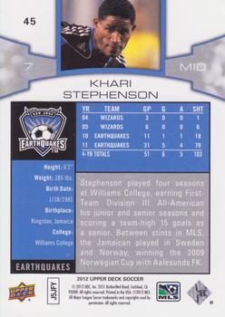 2012 Upper Deck MLS #45 Khari Stephenson Back