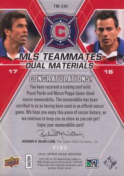 2012 Upper Deck MLS - MLS Teammates Dual Materials #TM-CHI Pavel Pardo / Marco Pappa Back