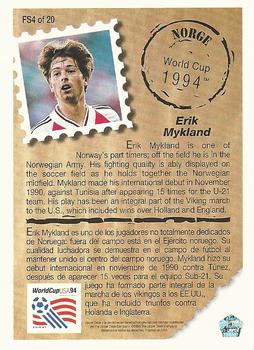 1993 Upper Deck World Cup Preview (English/Spanish) - Future Stars #FS4 Erik Mykland Back