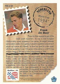 1993 Upper Deck World Cup Preview (English/Spanish) - Future Stars #FS5 Frank De Boer Back