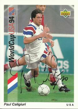 1993 Upper Deck World Cup Preview (English/Spanish) - USA Autographed #20 Paul Caligiuri Front