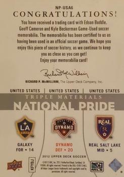 2012 Upper Deck MLS - National Pride Triple Materials #NP-USA6 Edson Buddle / Geoff Cameron / Kyle Beckerman Back