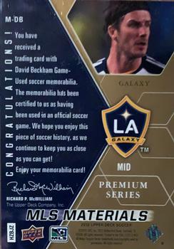 2012 Upper Deck MLS - MLS Materials Premium Series #M-DB David Beckham Back