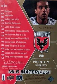 2012 Upper Deck MLS - MLS Materials Premium Series #M-DD Dwayne De Rosario Back
