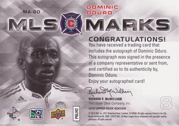 2012 Upper Deck MLS - MLS Marks #MA-DO Dominic Oduro Back