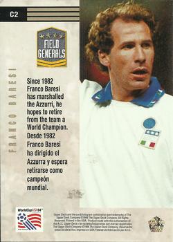 1993 Upper Deck World Cup Preview (English/Spanish) - Field Generals #C2 Franco Baresi Back