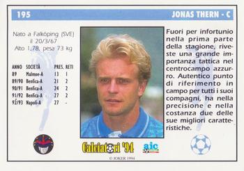 1994 Joker Italian League #195 Jonas Thern Back