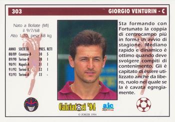 1994 Joker Italian League #303 Giorgio Venturin Back