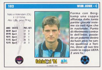 1994 Joker Italian League #102 Wim Jonk Back