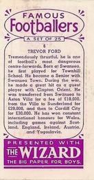 1955 D.C. Thomson / The Wizard Famous Footballers Coloured Mauve back #6 Trevor Ford Back