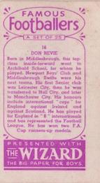 1955 D.C. Thomson / The Wizard Famous Footballers Coloured Mauve back #16 Don Revie Back