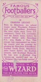 1955 D.C. Thomson / The Wizard Famous Footballers Coloured Mauve back #18 Graham Leggatt Back