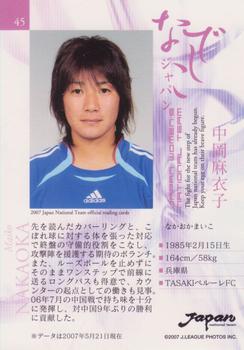 2007 J.League Photos Inc. Japan National Team Special Edition #45 Maiko Nakaoka Back
