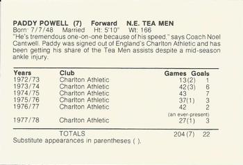 1978 New England Tea Men  #7 Paddy Powell Back
