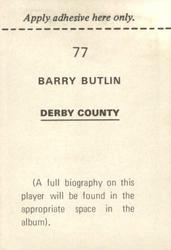 1972-73 FKS Wonderful World of Soccer Stars Stickers #77 Barry Butlin Back