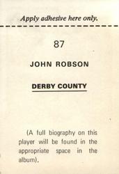 1972-73 FKS Wonderful World of Soccer Stars Stickers #87 John Robson Back