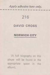 1972-73 FKS Wonderful World of Soccer Stars Stickers #216 David Cross Back