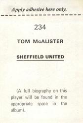 1972-73 FKS Wonderful World of Soccer Stars Stickers #234 Tom McAlister Back