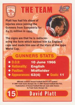 1997-98 Futera Arsenal Fans' Selection #15 David Platt Back