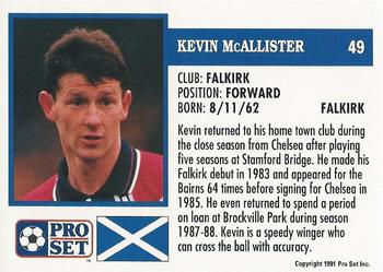 1991-92 Pro Set (Scotland) #49 Kevin McAllister Back