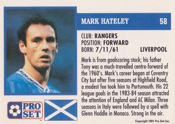 1991-92 Pro Set (Scotland) #58 Mark Hateley Back