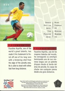 1994 Upper Deck World Cup Contenders English/Spanish - Hot Shots #HS6 Faustino Asprilla Back