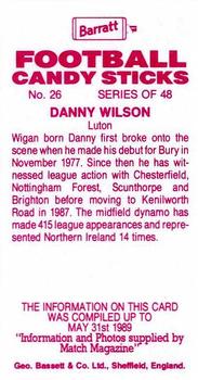 1989-90 Barratt Football Candy Sticks #26 Danny Wilson Back