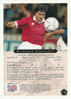1994 Upper Deck World Cup Heroes and All-Stars #5 Stephane Chapuisat Back