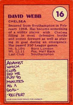 1974-75 A&BC Chewing Gum #16 David Webb Back