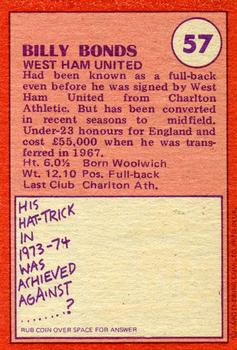 1974-75 A&BC Chewing Gum #57 Billy Bonds Back