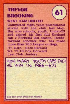 1974-75 A&BC Chewing Gum #61 Trevor Brooking Back