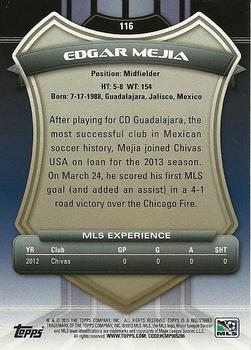 2013 Topps MLS #116 Edgar Mejia Back