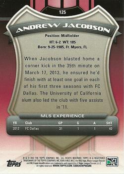 2013 Topps MLS #125 Andrew Jacobson Back