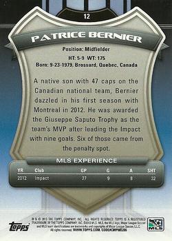 2013 Topps MLS #12a Patrice Bernier Back