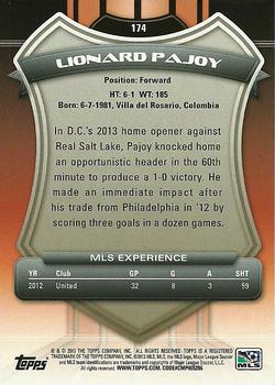 2013 Topps MLS #174 Lionard Pajoy Back