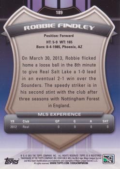 2013 Topps MLS #189 Robbie Findley Back