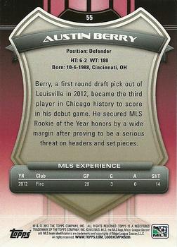 2013 Topps MLS #55 Austin Berry Back