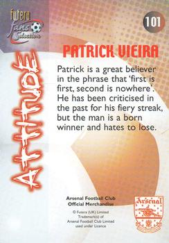 2000 Futera Fans Selection Arsenal #101 Patrick Vieira Back