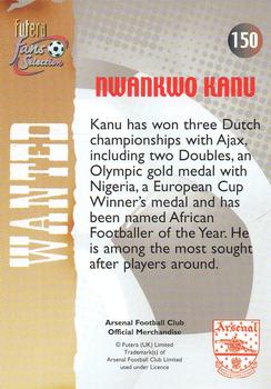 2000 Futera Fans Selection Arsenal #150 Nwankwo Kanu Back