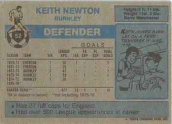 1976-77 Topps Footballer #52 Keith Newton Back