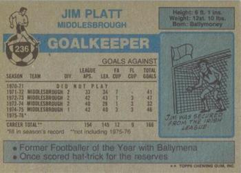 1976-77 Topps Footballer #236 Jim Platt Back
