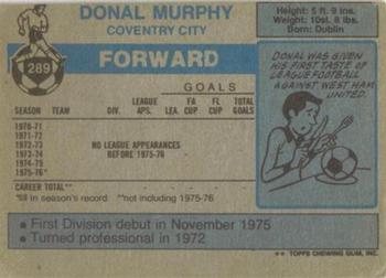 1976-77 Topps Footballer #289 Donal Murphy Back