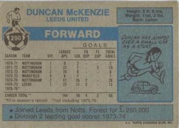 1976-77 Topps Footballer #290 Duncan McKenzie Back