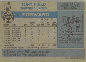 1976-77 Topps Footballer #314 Tony Field Back