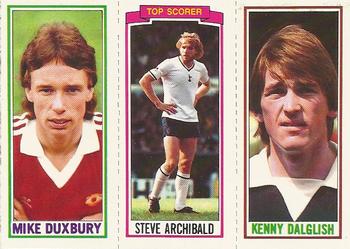 1981-82 Topps Footballer #52 / 162 / 67 Kenny Dalglish / Steve Archibald / Mike Duxbury Front