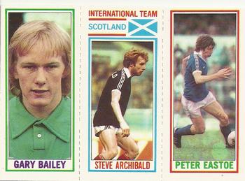 1981-82 Topps Footballer #25 / 186 / 74 Peter Eastoe / Steve Archibald / Gary Bailey Front