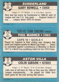 1981-82 Topps Footballer #131 / 175 / 22 Gary Rowell / Paul Mariner / Colin Gibson Back
