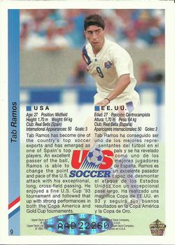 1993 Upper Deck World Cup Preview (English/Spanish) - USA Autographed Factory #9 Tab Ramos Back